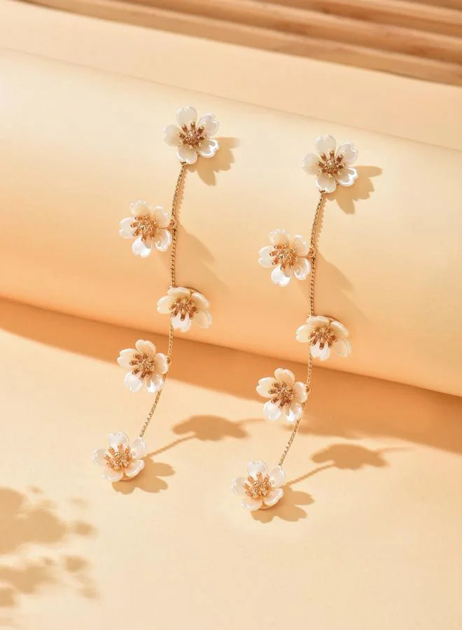 Take Two Women Floral Faux Pearl Earrings