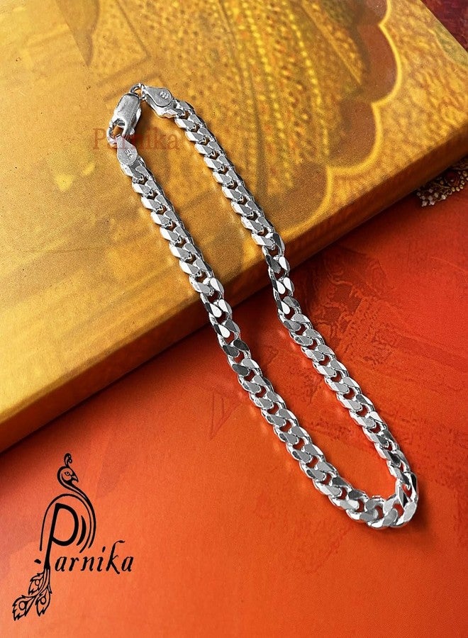 Parnika بارنيكا (سابقًا MJ 925) سوار أنيق للرجال مصنوع من الفضة الإسترليني عيار 92.5 للأولاد/الرجال | مع شهادة أصالة | سوار راخي فضي للأخ | (كيرب) - Image 2