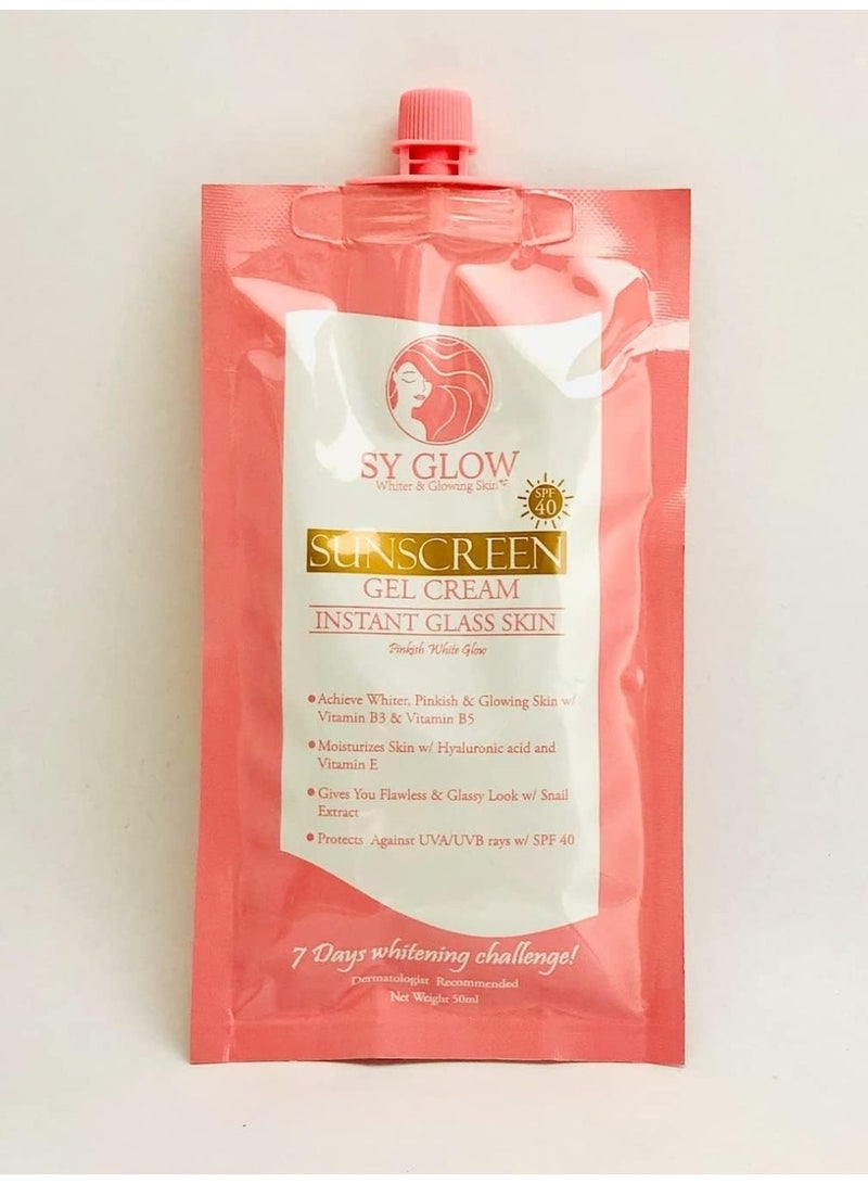 SY GLOW جل كريم واقي الشمس SY Glow لتفتيح البشرة – حماية خفيفة الوزن SPF 40 لجميع أنواع البشرة - Image 3