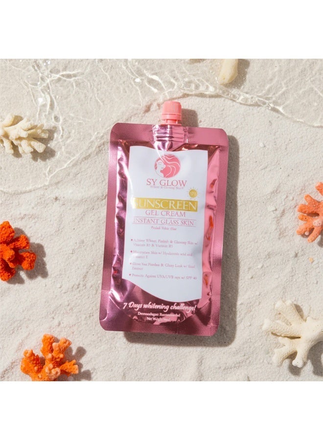 SY GLOW جل كريم واقي الشمس SY Glow لتفتيح البشرة – حماية خفيفة الوزن SPF 40 لجميع أنواع البشرة - Image 2