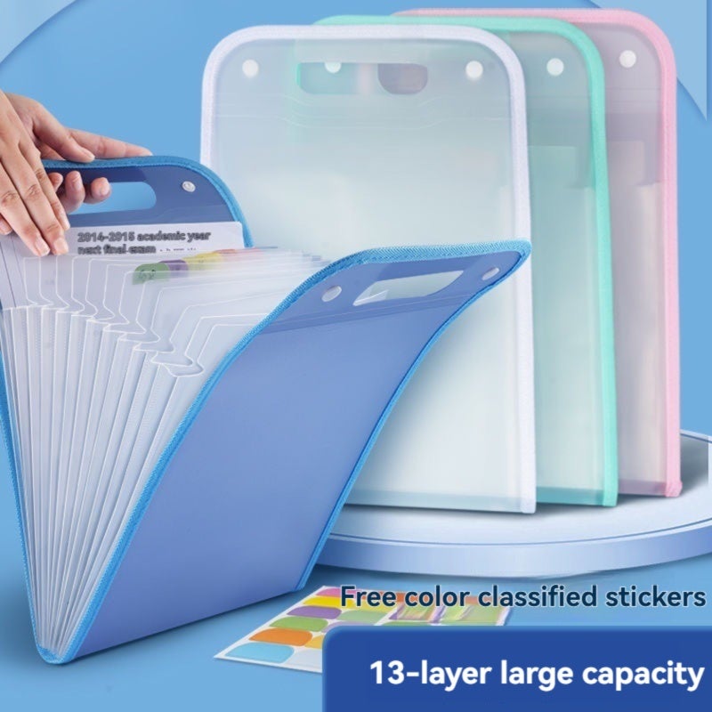 A4 Folder 13-Pocket Large Capacity Handheld Vertical Folder - Accordion-Style Flexible Storage Document Organizer for Home Office Travel - Image 5