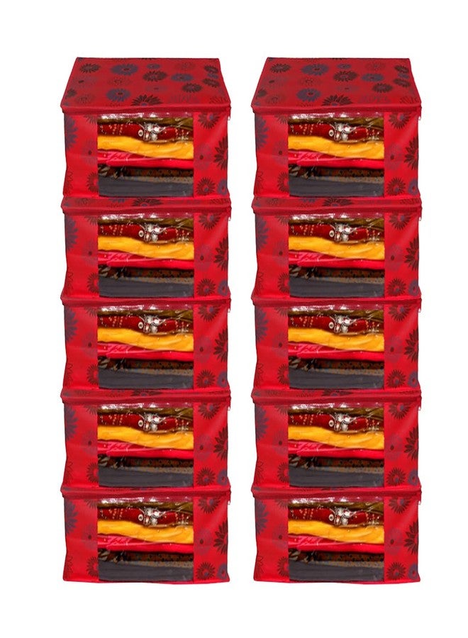 SHAPING FABRIC Garment Cover Non-Woven 90 GSM with Transparent Window & Double Metal Zipper - Pack of 10 | Dustproof Clothes Storage Bag for Sarees, Suits, Jackets, Shirts SBXLRL152493517524148524118 - Image 1