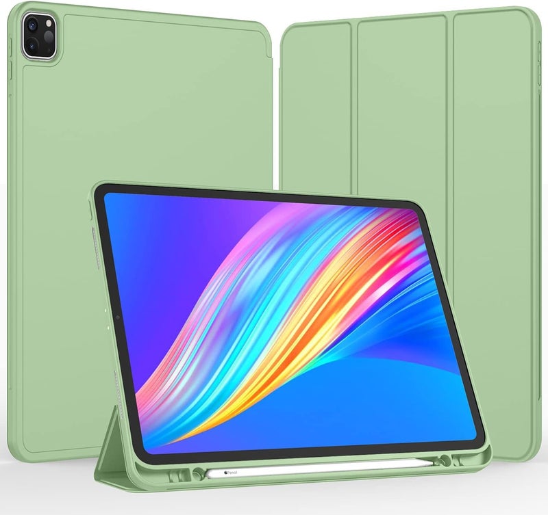 Printme iPad Pro 12.9 Case with Pencil Holder, Trifold Stand Smart Cover - Auto Wake/Sleep (Forest Green) - Image 1