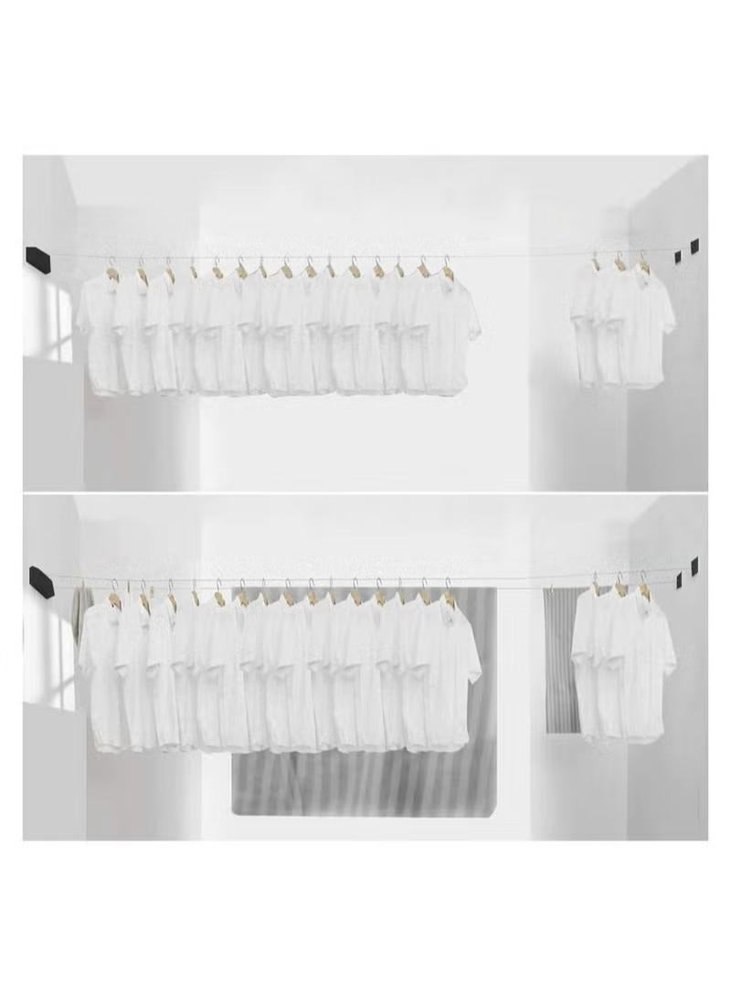 شو وو حبل غسيل قابل للسحب، حبل تجفيف ملابس داخلي وخارجي يُثبت على الحائط، خط من الفولاذ المقاوم للصدأ قابل للتعديل، 13.8 قدم، خط مزدوج، أسود - Image 5