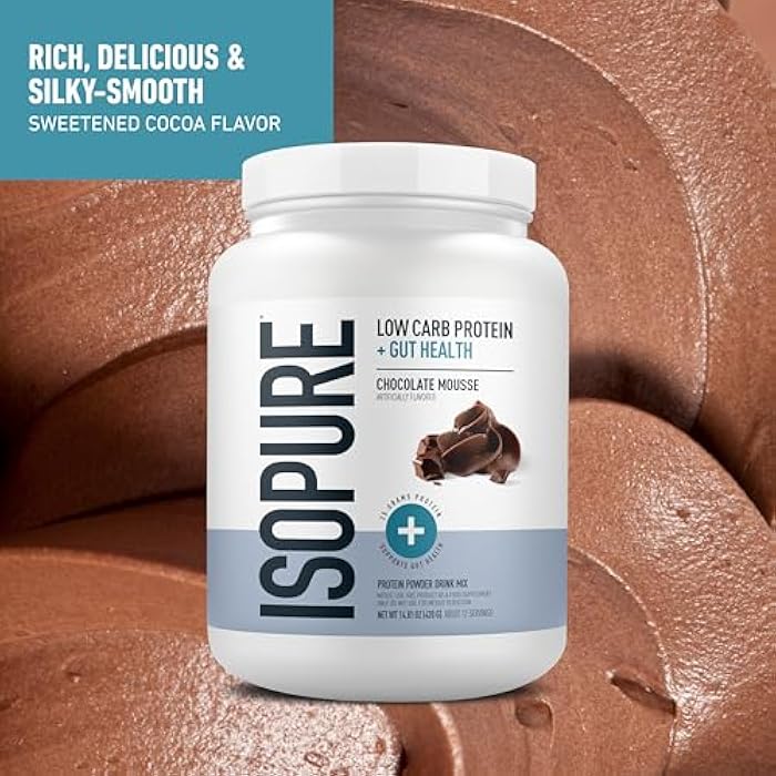 Isopure Protein + Gut Health & Immune Support Powder, Chocolate Mousse, 25g Whey Protein with Prebiotics & Vitamins, 12 Servings (Pack of 1) - Image 3