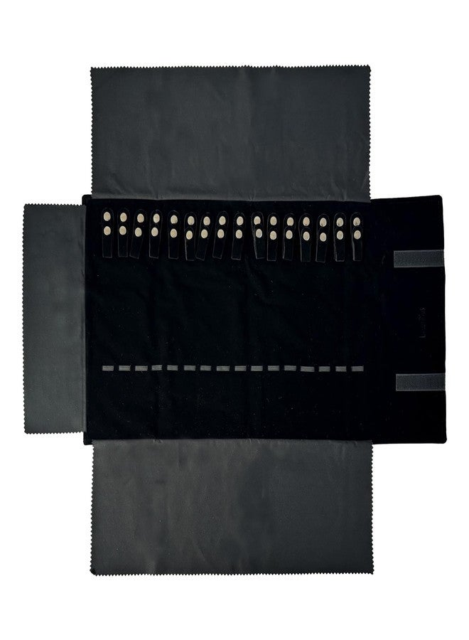 UnionPlus Velvet Travel Jewelry Roll Bag Organizer for Necklace, Elastic Band and Anti-winding, Black - Image 2