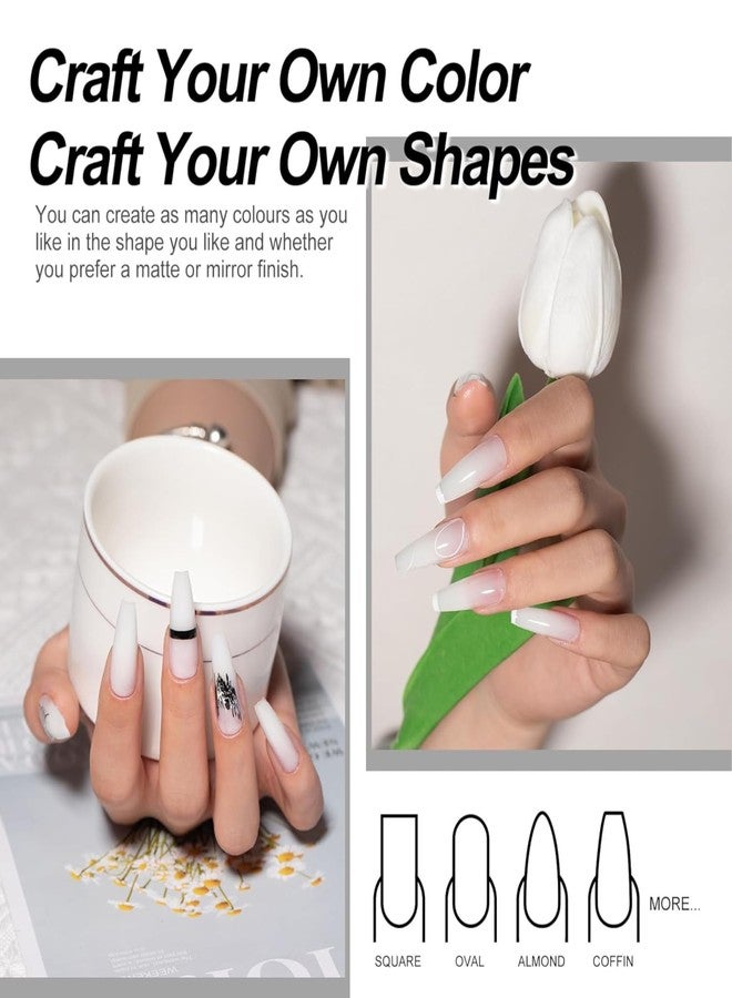 THR3E STROKES 30 Ml Poly Gel Tubes Polygel For Shiny Finish Nails Extensions Finger Nail Art Manicure Acrylic Gel Varnish Hybrid Uv Poly Gel Professional Salon Shiny Nail Diy Gift For Women (White) - Image 2