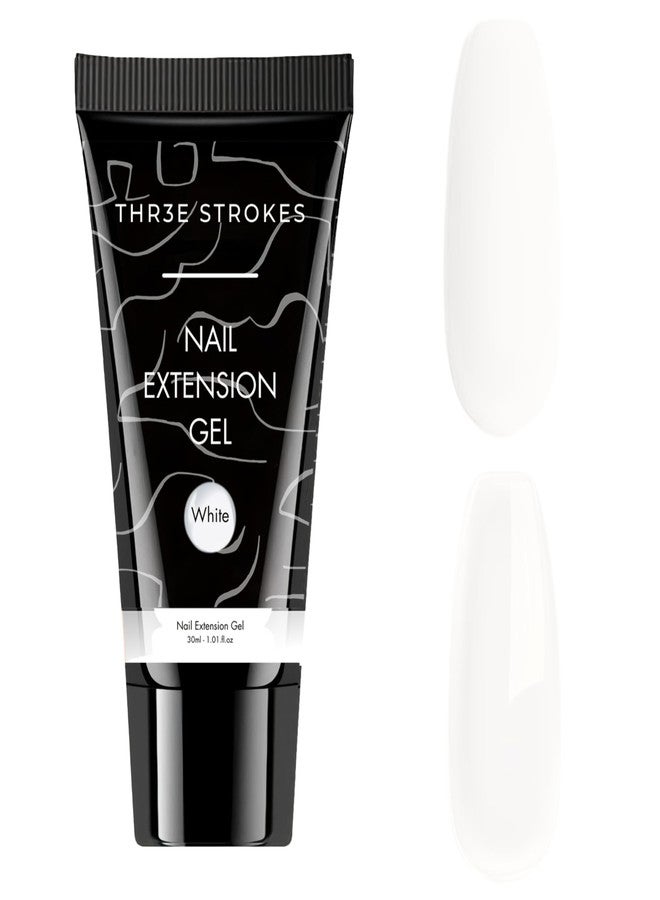 THR3E STROKES 30 Ml Poly Gel Tubes Polygel For Shiny Finish Nails Extensions Finger Nail Art Manicure Acrylic Gel Varnish Hybrid Uv Poly Gel Professional Salon Shiny Nail Diy Gift For Women (White) - Image 1