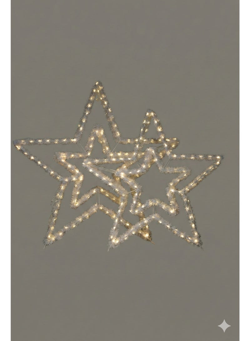 Ramadan Crescent نجمة رمضان LED للزينة المنزلية لعيد رمضان وعيد الميلاد ورأس السنة البيضاء 150 سم - Image 1