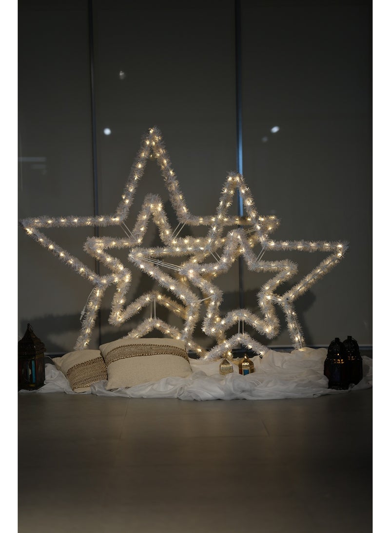 Ramadan Crescent نجمة رمضان LED للزينة المنزلية لعيد رمضان وعيد الميلاد ورأس السنة البيضاء 150 سم - Image 2