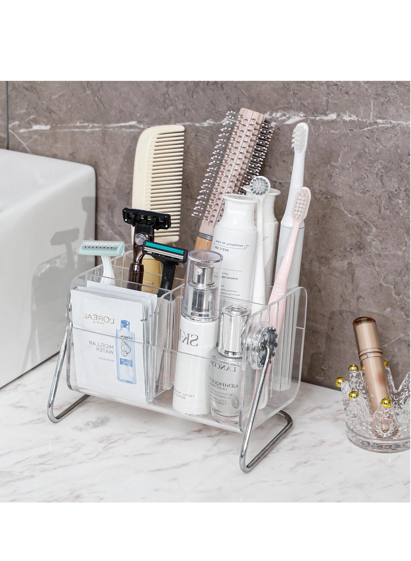 Excefore Acrylic Makeup Brush Organizer, 6 Compartment, Clear Makeup Brush Organizer, Kitchen Cutlery Holder Cosmetic Storage Office Desktop and Drawers Organizer Trays - Image 4