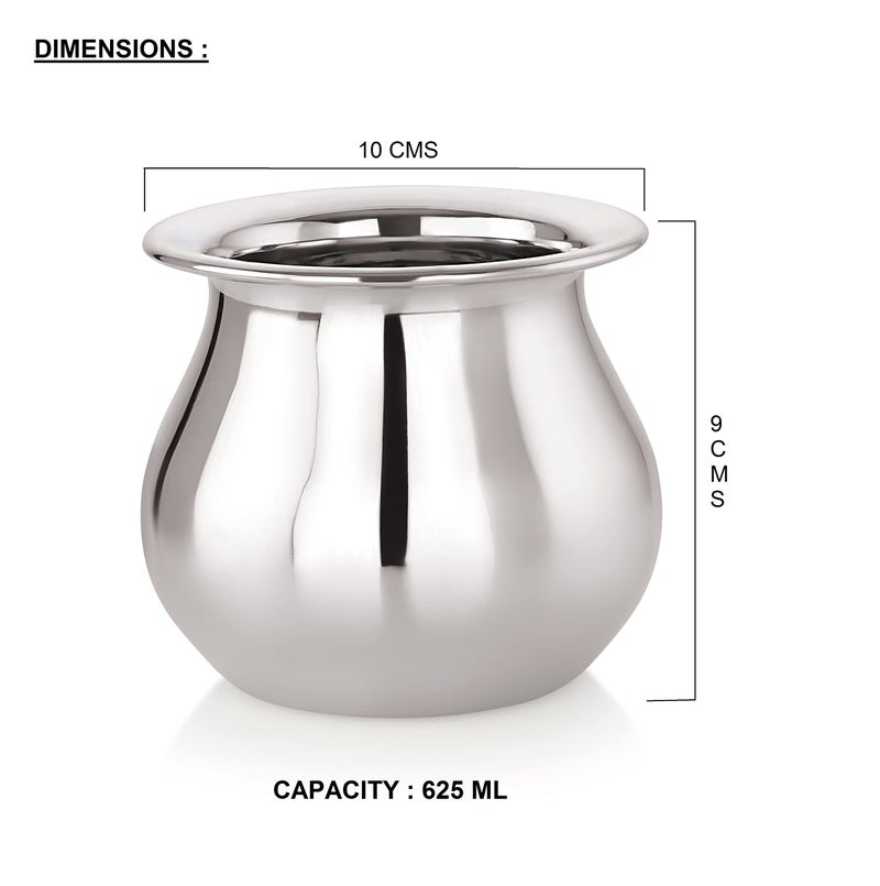 Priya Stainless Steel Heavy Lota | Mango Lota, 625ml | Durable & Rust-Resistant | Water Pot for Home & Puja | 1 Piece, Silver - Image 4