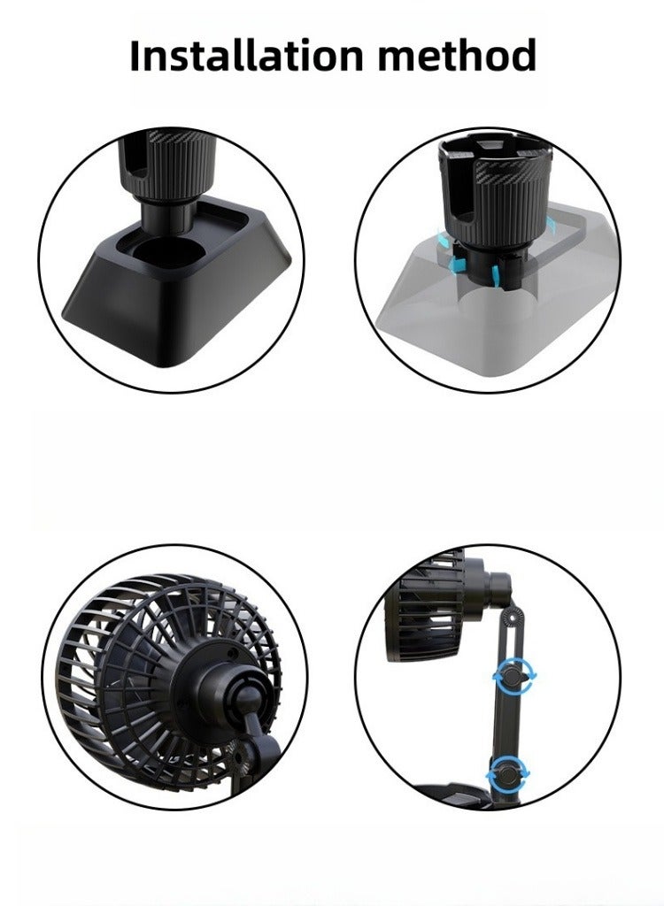 Loquat New 4-inch car mounted water cup holder fan, 2-in-1 insulated cup holder, car electric fan - Image 3