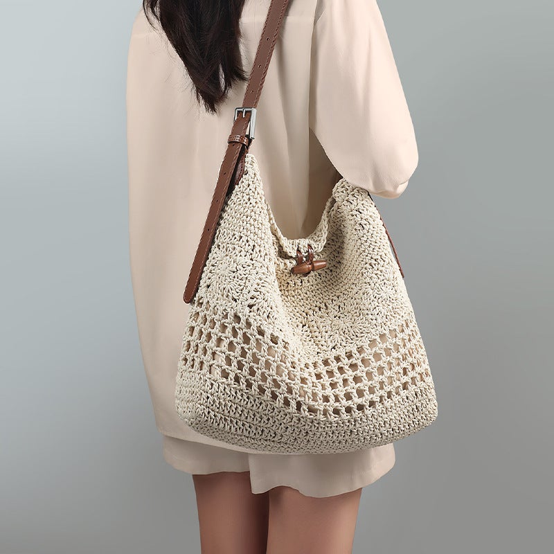 Women's Woven Shoulder Bag, Large Capacity Summer Beach Tote - Image 3