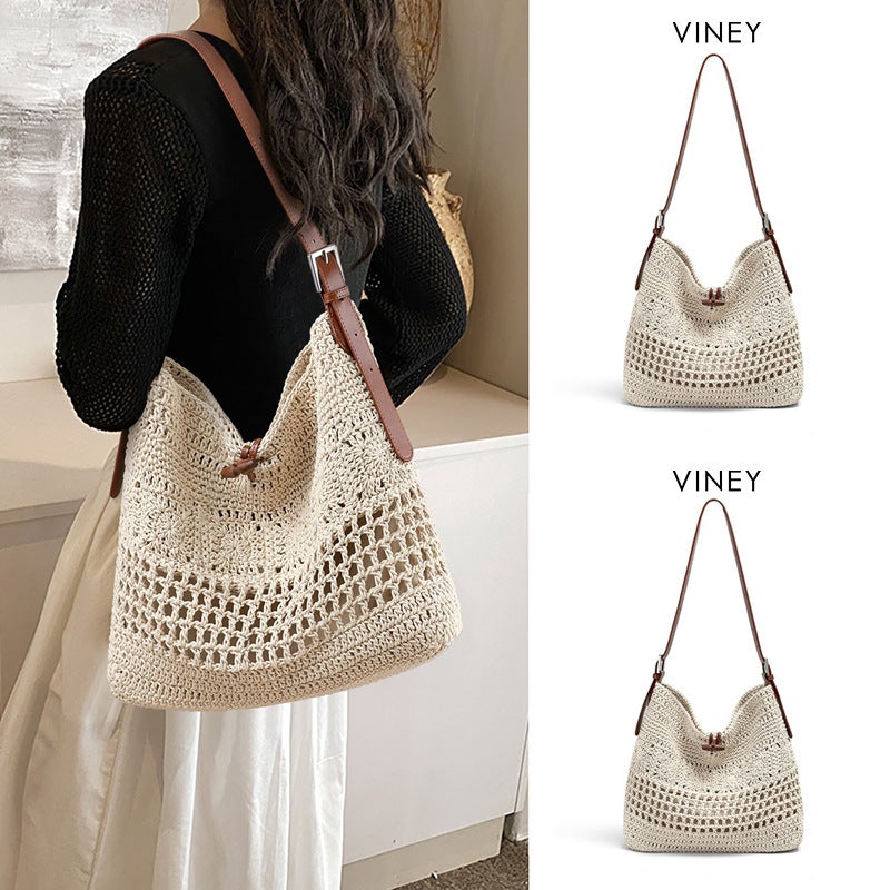 Women's Woven Shoulder Bag, Large Capacity Summer Beach Tote - Image 1