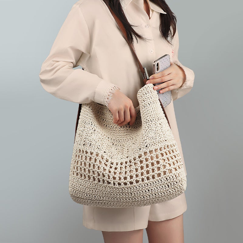 Women's Woven Shoulder Bag, Large Capacity Summer Beach Tote - Image 2