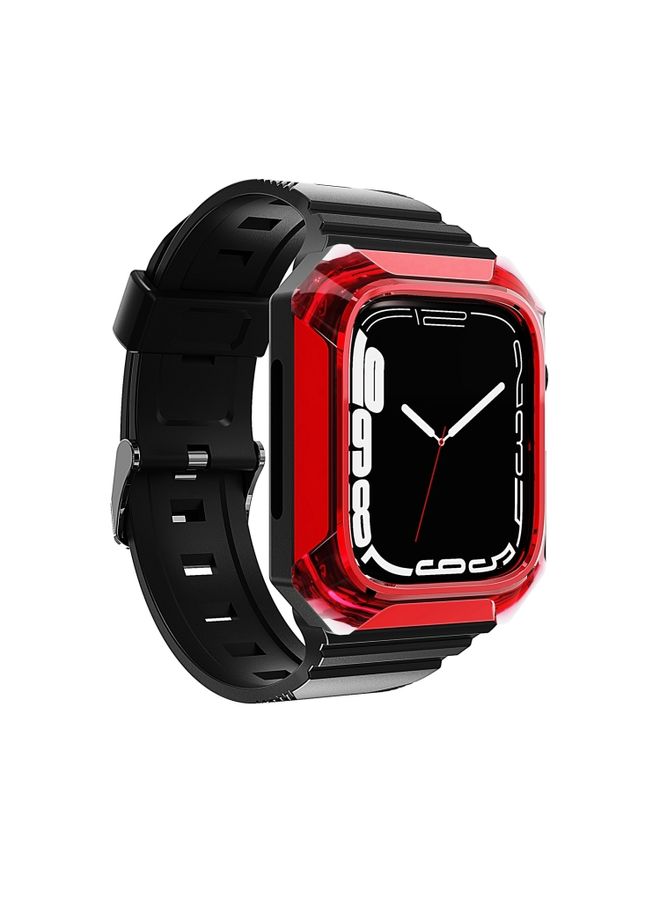 Protective Cover Armor Case Integrated TPU Watch Band For Apple Watch SE 2023 44mm(Red)