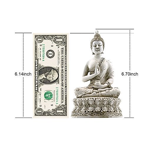 Ornerx Thai Sitting Buddha Statue for Home Decor Ivory 6.7 " - Image 4