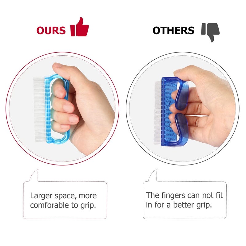 Larbois Handle Grip Nail Brush, Hand Fingernail Brush Cleaner Scrubbing Kit Pedicure for Toes and Nails Men Women (4 Pack) - Image 3