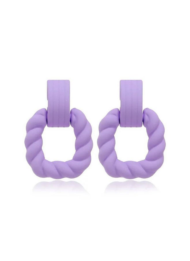 FLUFFY - SquareEarring Of Fluffy Women's Accessories-Purple - Image 1