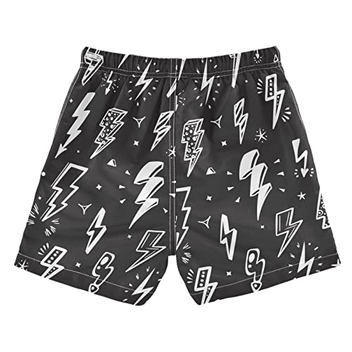 Aflyko Boys' Board Shorts Lightning Bolts Doodle Girls Swim Trunk Teens Beach Bathing Suit Swimwear L - Image 3