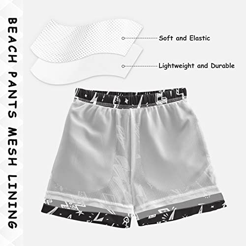 Aflyko Boys' Board Shorts Lightning Bolts Doodle Girls Swim Trunk Teens Beach Bathing Suit Swimwear L - Image 4