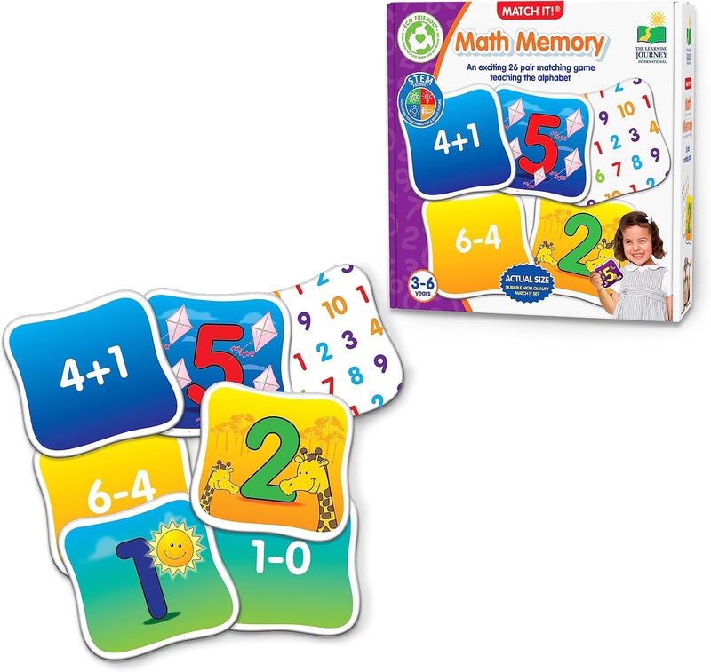 THE LEARNING JOURNEY : Match It! Memory - Mathematics - Stem Addition And Subtraction Game Helps To Teach Early Math Facts 30 Matching Pairs - Image 1