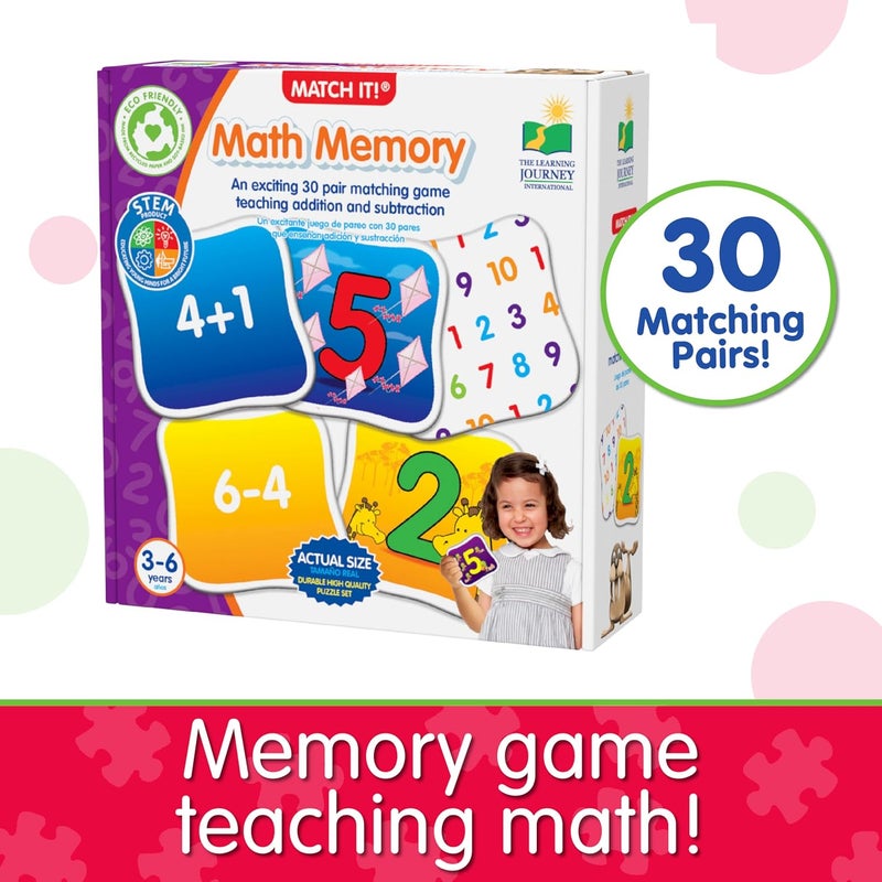 THE LEARNING JOURNEY : Match It! Memory - Mathematics - Stem Addition And Subtraction Game Helps To Teach Early Math Facts 30 Matching Pairs - Image 2
