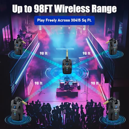 Flatsons FW2D Wireless Guitar System Exclusive Mute Plug, 2.4 GHz Wireless Guitar Transmitter Receiver, 10H Working Cordless Guitar Transmitter Rechargeable USB C for Acoustic Electric Guitar Bass Ukulele etc - Image 5