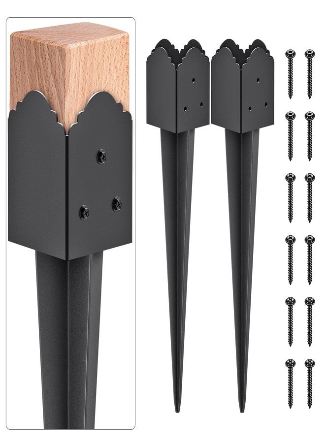 Insaga Decorative Post Base Spike, Heavy Duty Fence Post Anchor Ground Spike for Mailbox Fence Post, Fence Stakes Post Support Base 23 x 3.7 x 3.7'' Outer Diameter (Inner Dia 3.5x3.5''), 2Pcs - Image 1