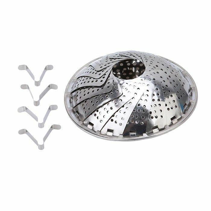 ZURITY Stainless Steel Vegetable Steamer Basket for Pots and Pans Adjustable Folding Retractable Steamer Fruit Basket Storage Steaming Tray Household Steaming Rack Pack of 1 - Image 3