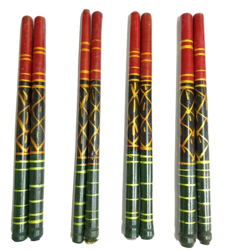 DMS RETAIL DMS RETAIL Multicolor Wooden Dandiya Sticks for Dance Garba Sticks for Navratri Celebration Kollatam Dandiya Stick Large Size 144 Inches Set of 1 