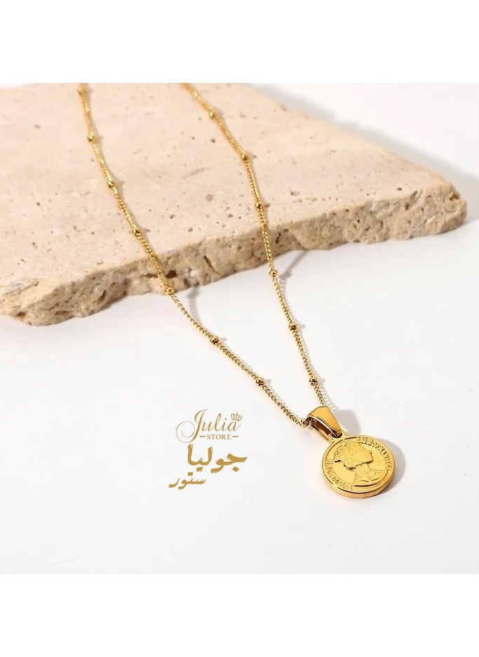 Vintage Simple Stainless Steel Jewelry 18K Gold Bead Chain Queen Elizabeth Disc Coin Pendant Necklace Gift For Girlds Women By Julia Store - pzsku/Z7131418221725B549F3DZ/45/_/1719225733/25386d06-8cf2-4c0d-a76a-0bb0c9cb8a99