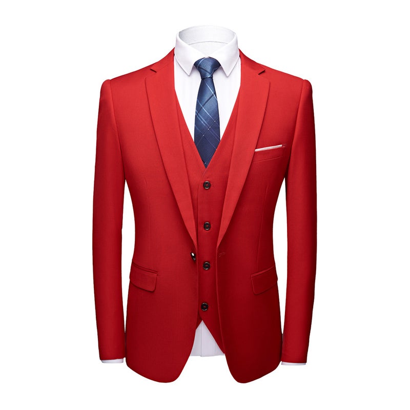 New Solid Color Suit Set Men'S Business Casual Wedding Groom Large Size Suit Set - Image 4