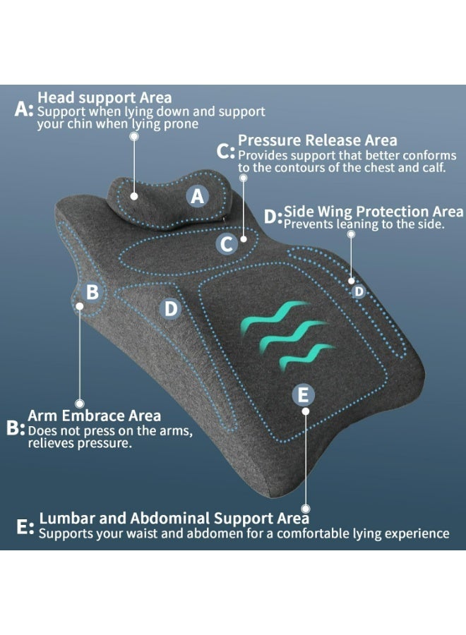 Relex Ergonomic Wedge Prone Pillow, Multi-Functional Memory Foam Bed Pillow, Leg Positioner Pillows for Bed Breaks, Sitting Up, Back Support, Sleeping, Back and Leg Pain Relief - Image 2