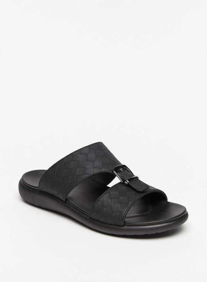 Weave Detail Slip-On Comfort Sandals With Buckle