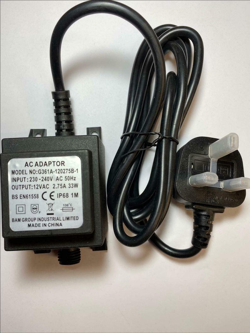 DIXIETREE Replacement for 12V 22VA AC/AC Adaptor YMACT-1200220 IP64 for Water Feature - Image 1