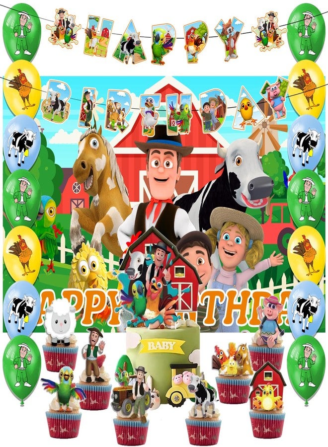 Bahteliv 42pcs Lai Granja De Zenoon Party Decoration Pack Includes，Banner，Cake Topper，Blackdrop,Balloons for Zenoon party decoration - Image 1