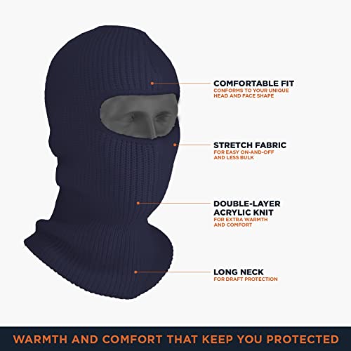 RefrigiWear 2-Layer Acrylic Knit Open-Hole Balaclava Face Mask One Size Fits All, High Visibility, Navy - Image 3