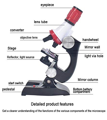 Globular Science Kits with Slides Educational Beginner Microscope Kit with LED 100X 400X and 1200X Magnification for Kids Students - Image 2