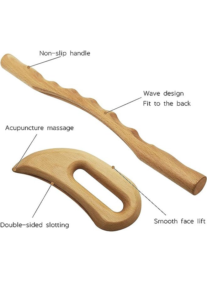 Loquat 2 PCS Wooden Gua Sha Massage Tools,Wood Massage Tools Includes Wood Therapy Massage Tools Lymphatic Drainage Tool,Wood GuaSha Tool for Anti Cellulite,Maderotherapy,A Perfect Gift to Your friends - Image 5