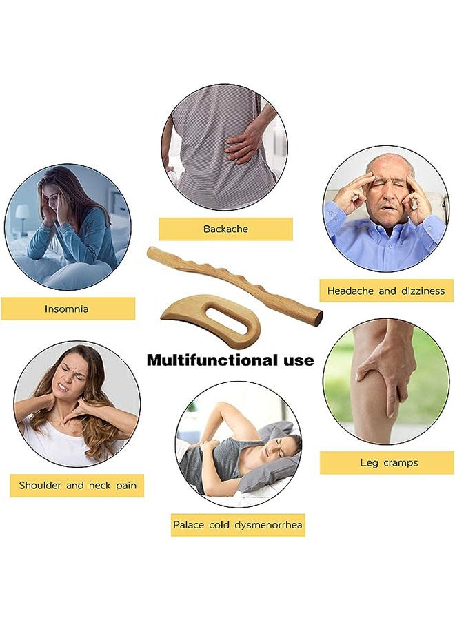 Loquat 2 PCS Wooden Gua Sha Massage Tools,Wood Massage Tools Includes Wood Therapy Massage Tools Lymphatic Drainage Tool,Wood GuaSha Tool for Anti Cellulite,Maderotherapy,A Perfect Gift to Your friends - Image 4