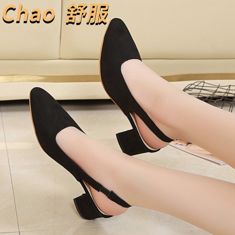 Denim Hare High Heels Pointed Shallow Mouth Single Shoes Stiletto Heel Baotou Plus Size Sandals For Women - Image 4