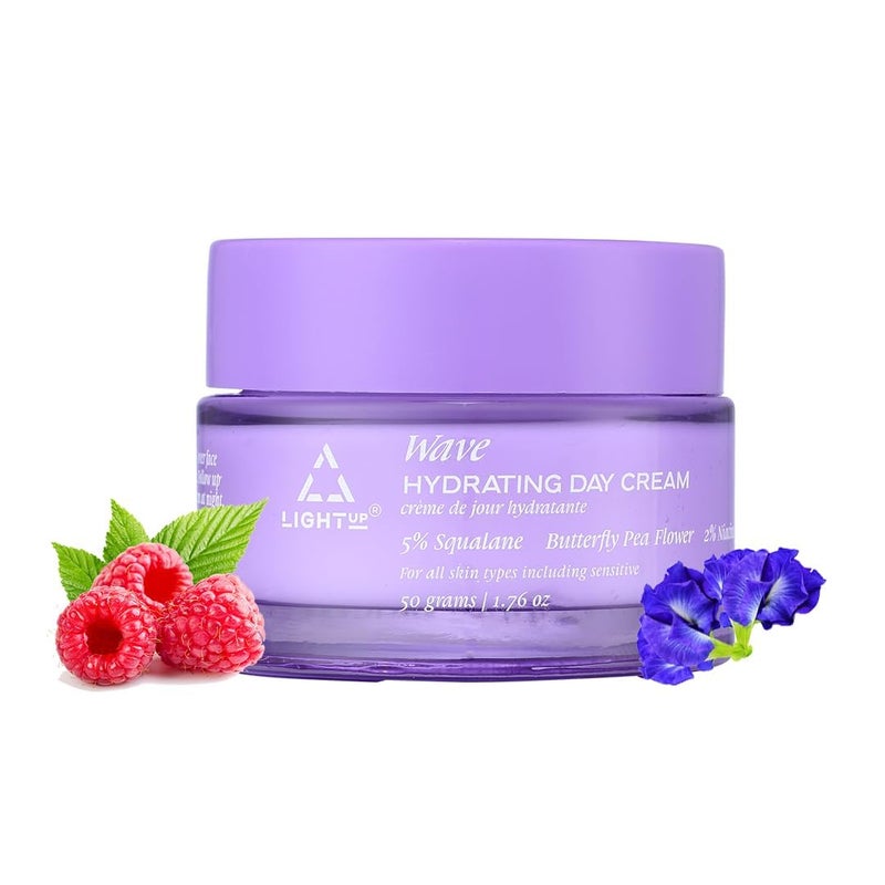 Light Up Beauty Wave Hydrating Day Cream with 5 Squalane 2 Niacinamide for Healthy Hydrated Skin Reduce Pores Dark Spots 72 Hours Hydration Repair Damaged Skin 50g - Image 1