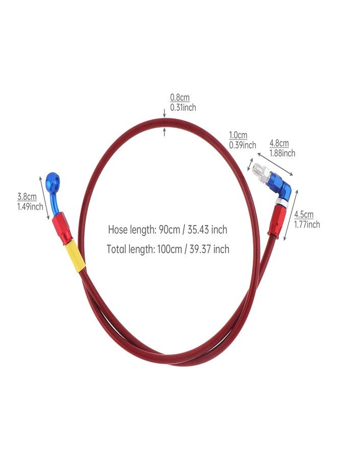 Windance 39" 100cm Motorcycle Hydraulic Brake Clutch Line,M10 90 Degree Flexible Steel Braided Brake Oil Hoses Pipe with 28 Degree Banjo Fit for ATV Motocross Pit Dirt Street Racing bike (Red) - Image 3