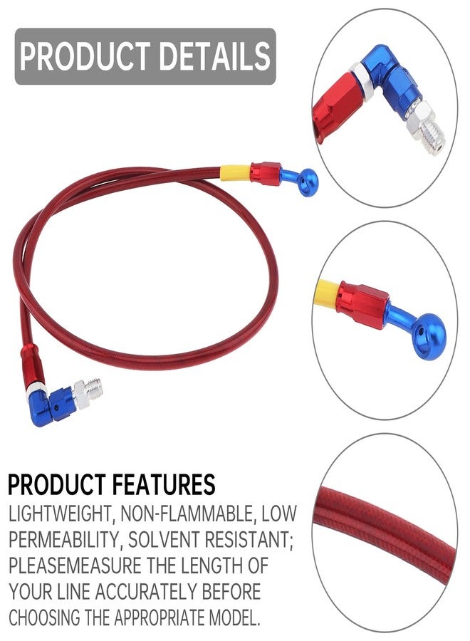Windance 39" 100cm Motorcycle Hydraulic Brake Clutch Line,M10 90 Degree Flexible Steel Braided Brake Oil Hoses Pipe with 28 Degree Banjo Fit for ATV Motocross Pit Dirt Street Racing bike (Red) - Image 2
