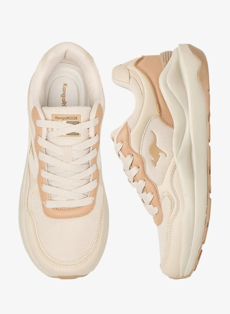 kangaROOS BEIGE Women's Panelled Lace-Up Sports Shoes for Women | Best Price UAE