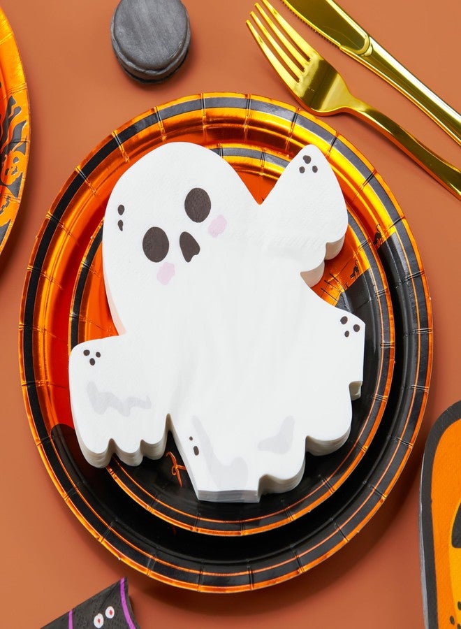 Crisky 100 Pcs Halloween Cocktail Napkins - 4 Assorted Design - Paper Cocktail Napkins for Halloween Party Decoration, 3-Ply, - Image 3