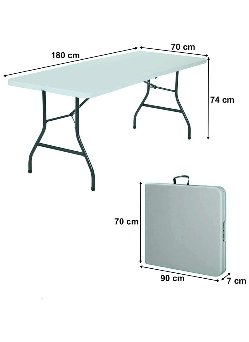 HEXAR - Heavy Duty Multipurpose Camping Table Portable Folding Table Picnic Dining table Centerfold Ideal for Crafts Outdoor Events Lightweight and Durable Table with Carry Handle (L180 W70 H74 CM) - Image 1