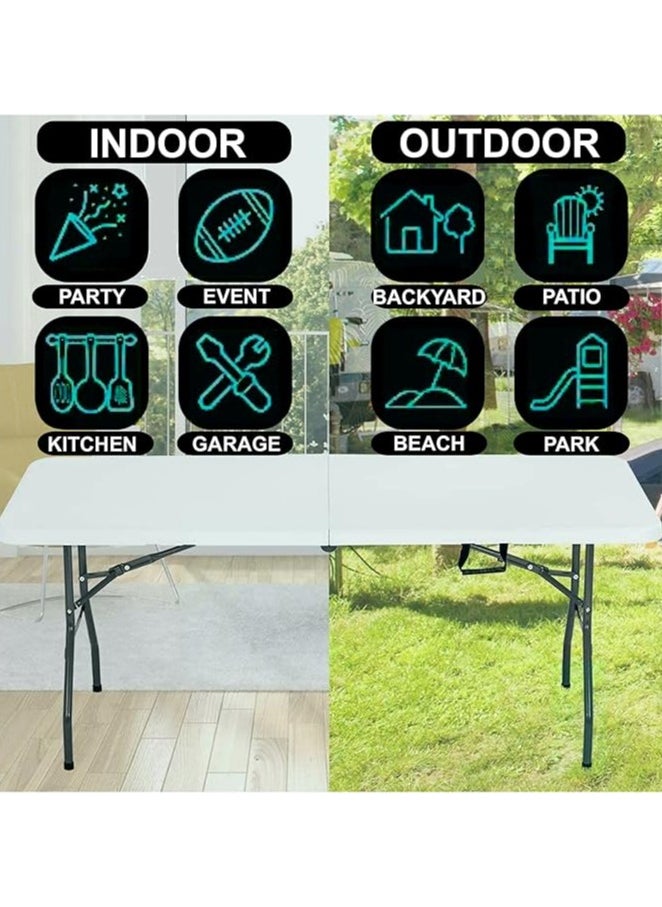 HEXAR - Heavy Duty Multipurpose Camping Table Portable Folding Table Picnic Dining table Centerfold Ideal for Crafts Outdoor Events Lightweight and Durable Table with Carry Handle (L180 W70 H74 CM) - Image 1